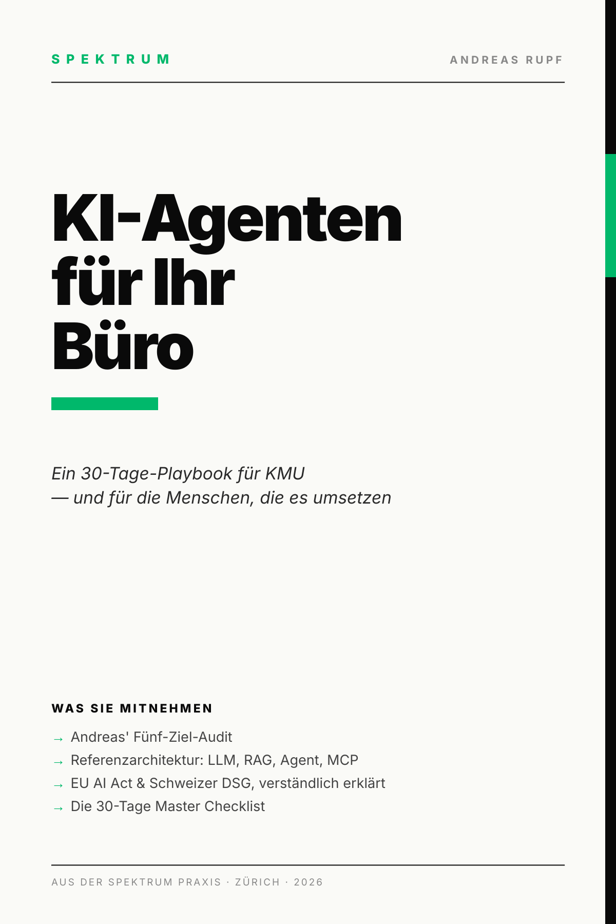 E-Book Cover: KI-Agenten für Ihr Büro – 30-Tage-Playbook für KMU