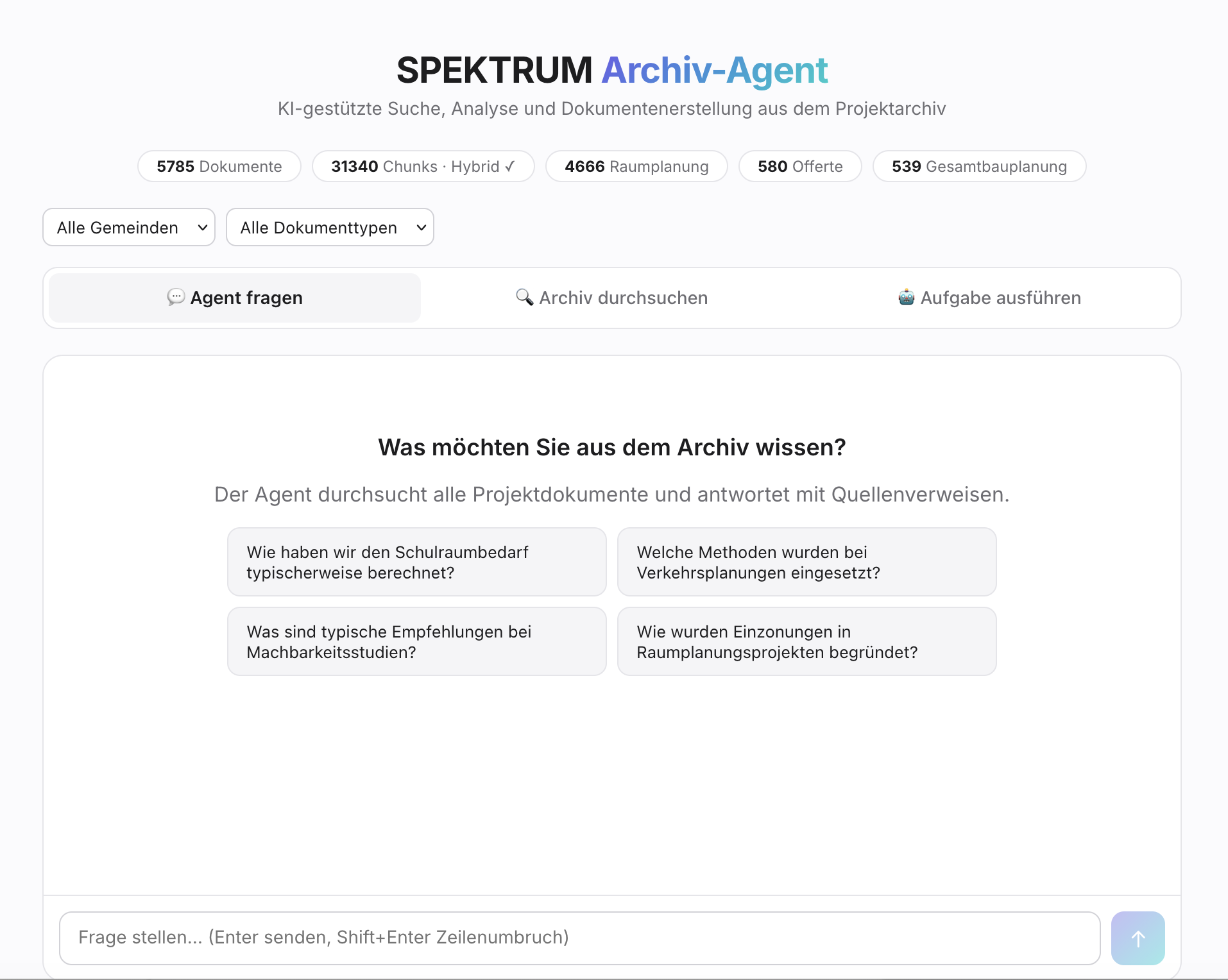 SPEKTRUM Archiv-Agent – KI-gestützte Suche, Analyse und Dokumentenerstellung aus dem Projektarchiv mit über 5700 Dokumenten